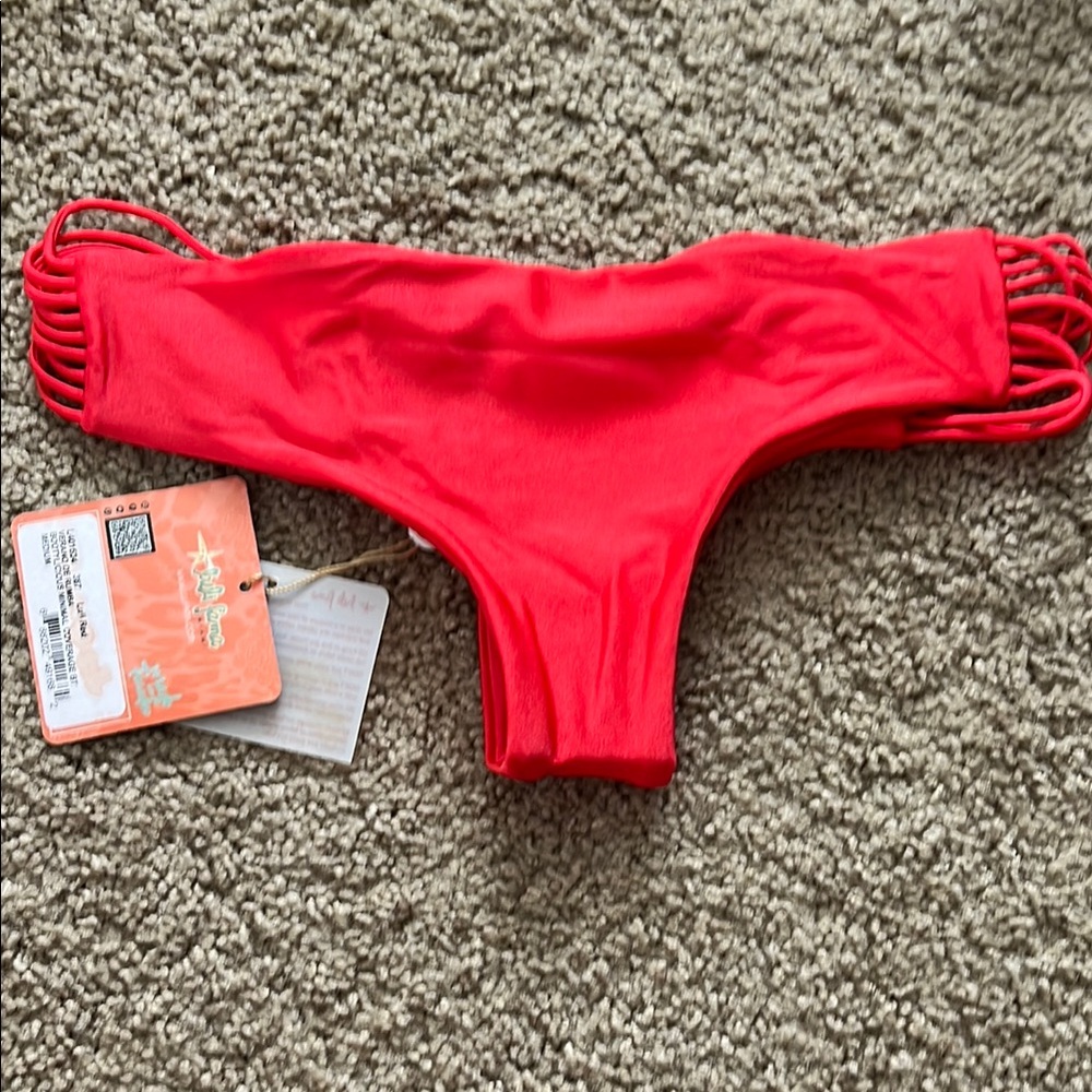 Luli Fama Low Rise Red Verano de Rumba Bikini Bottom, NWT - Picture 4 of 4